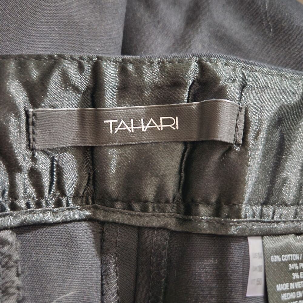 Tahari Terry Pant Trousers Slacks Mid Rise Flared Leg Black Women's Size 14 New - Picture 9 of 11